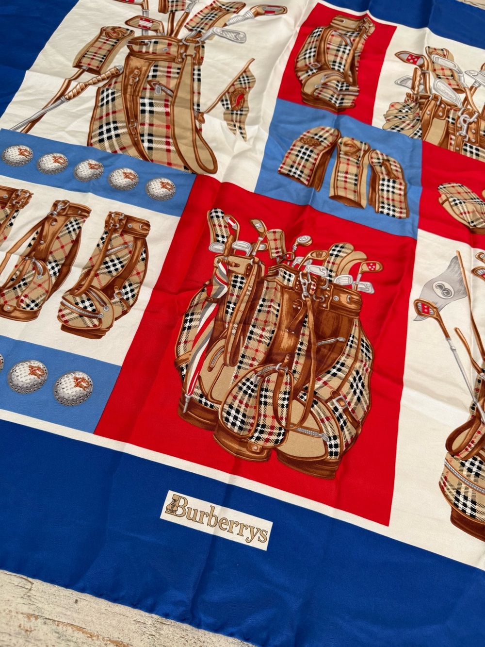 Vintage Burberry silk Golfer Motif Scarf - Picture 6 of 13